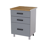 Шкаф нижний с 3 ящиками 6РГ3 кухня Осло без столешницы (Белый/Карбон сакура) 