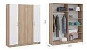 Шкаф 4-х дверный Алёна без зеркал (Дуб сонома/Белый)
