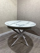 Стол обеденный раздвижной пластик Арчи (Белый мрамор 3027/Опоры белые)