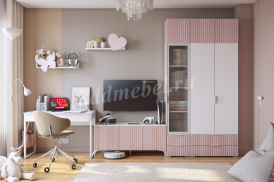 Полка навесная Сердечко (Белое дерево/Пудра розовая)