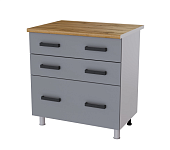 Шкаф нижний с 3 ящиками 8РГ3 кухня Осло без столешницы (Белый/Карбон сакура)