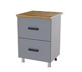 Шкаф нижний с 2 ящиками 6РГ кухня Осло без столешницы (Белый/Карбон сакура) 