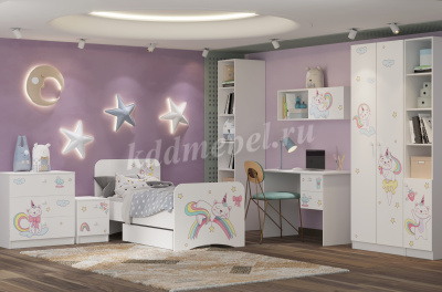 Полка навесная Смарти (Белый/Фотопечать Единорожки)