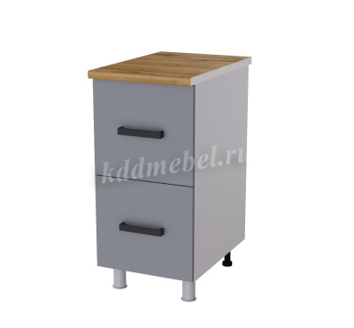 Шкаф нижний глубокий с 2 ящиками Г4РГ кухня Осло без столешницы (Белый/Карбон сакура)