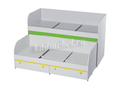 Кровать-стол  двухъярусная Мамба (Белый/Зеленый)