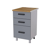 Шкаф нижний с 3 ящиками 5Р3 кухня Осло без столешницы (Белый/Карбон Пепел) 