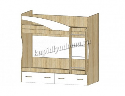 Кровать двухъярусная Буратино (Дуб сонома/Белый)