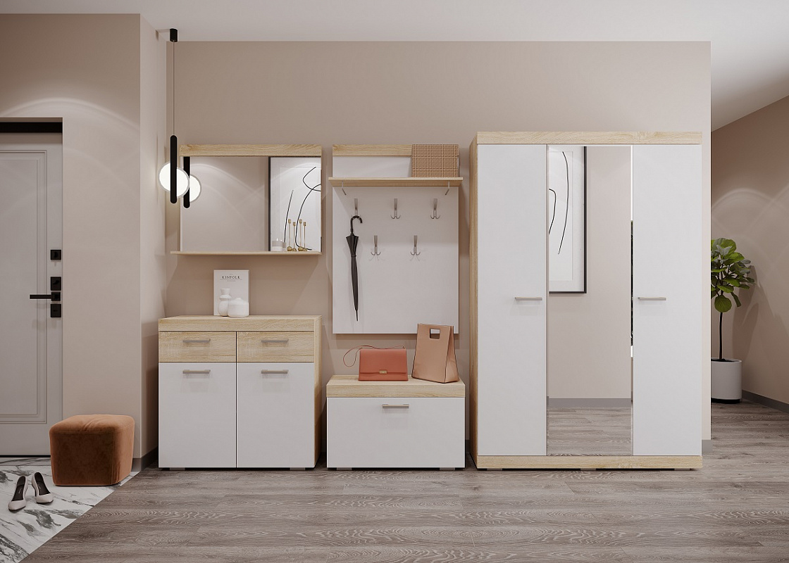 Соната (Дуб сонома/Белый глянец)