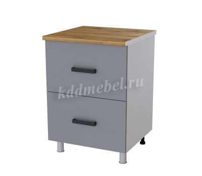 Шкаф нижний с 2 ящиками глубокий Г6РГ кухня Осло без столешницы (Белый/Карбон сакура) 