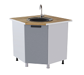 Шкаф нижний мойка УМ кухня Осло без столешницы (Белый/Карбон Пепел) 