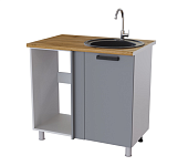 Шкаф нижний угловой мойка евроугол УМ2 кухня Осло без столешницы (Белый/Карбон Пепел) 