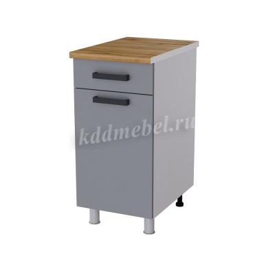 Шкаф нижний глубокий с 1 ящиком Г4Р1 кухня Осло без столешницы (Белый/Карбон сакура) 