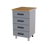 Шкаф нижний с 4 ящиками 5Р4 кухня Осло без столешницы (Белый/Карбон Пепел) 